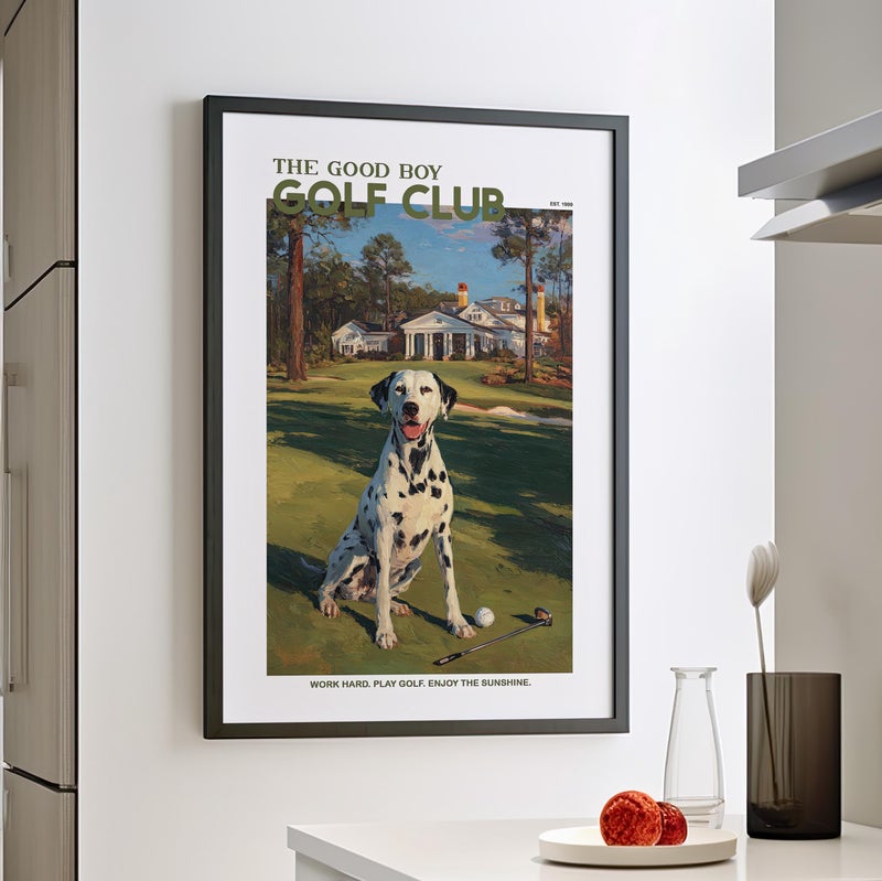 TNESSENTIAL Dalmatian The Good Boy Golf Club Wall Art Poster or Canvas Print, Dog Lover Gift, Golf Course Vintage Dog Painting, Funny Dog Wall Decor - Image 3