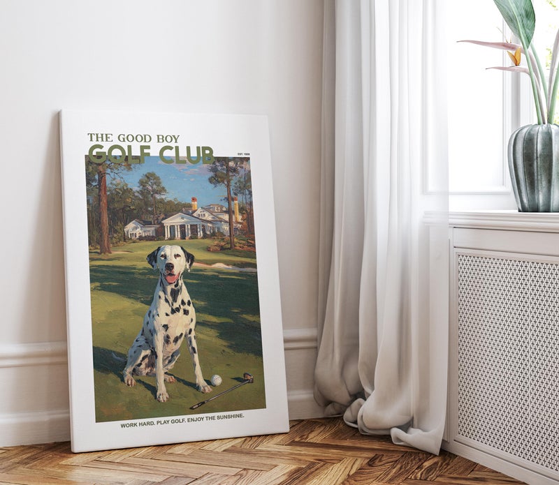 TNESSENTIAL Dalmatian The Good Boy Golf Club Wall Art Poster or Canvas Print, Dog Lover Gift, Golf Course Vintage Dog Painting, Funny Dog Wall Decor - Image 4