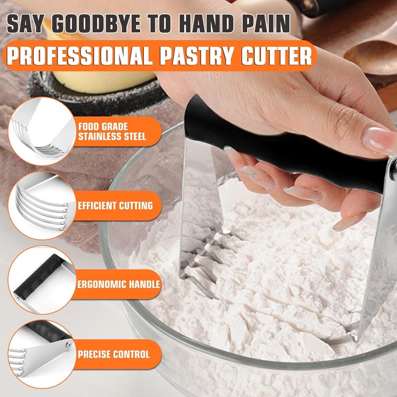 ATPWONZ Biscuit Cutter Set,10PCS Stainless Steel Pastry Blender Set with Pastry Cutter,5PCS Biscuit Cutter,Dough Cutter,3 Cup Flour Sifter,Baking Mat and Fine Mesh Strainer for Cooking Cookies and Donuts - Image 2