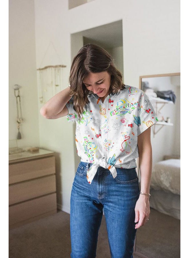 MAXIMGR You've Got A Friend in Me Shirt Women Funny Letter Print Button Down Shirts Cute Vacation Short Sleeve Graphic Tees, New White, XL - Image 5