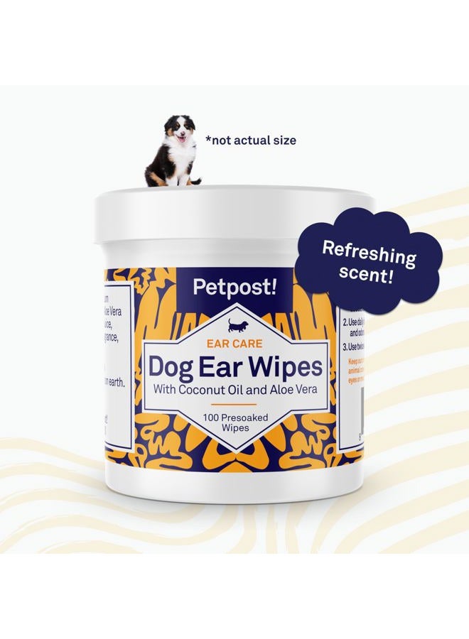 Petpost Dog Ear Cleaner Wipes - Ultra Soft Cotton Pads in Coconut Oil Aloe Solution - Dog Ear Rinse & Cleanser 100 ct. - Image 5