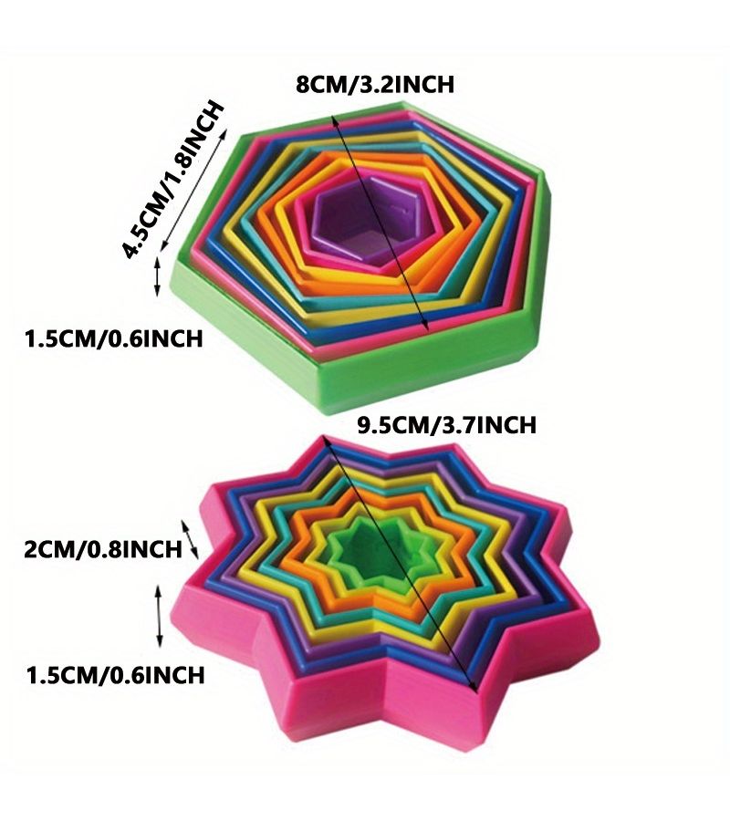 3D Magic Hexagon Fidget Toy Sensory Stress Relief Star Circle Stacking Toy Random Color - Image 2