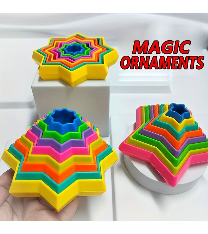 3D Magic Hexagon Fidget Toy Sensory Stress Relief Star Circle Stacking Toy Random Color - Image 3