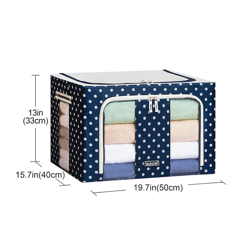 MAYMOONER MAYMOONER Clothes Storage Bins with Metal Frame Stackable Storage Box Foldable Clothing Storage Bins with Lids 66L Oxford Fabric Box Organizer with Clear Window Zippers Sturdy Handles - Image 5