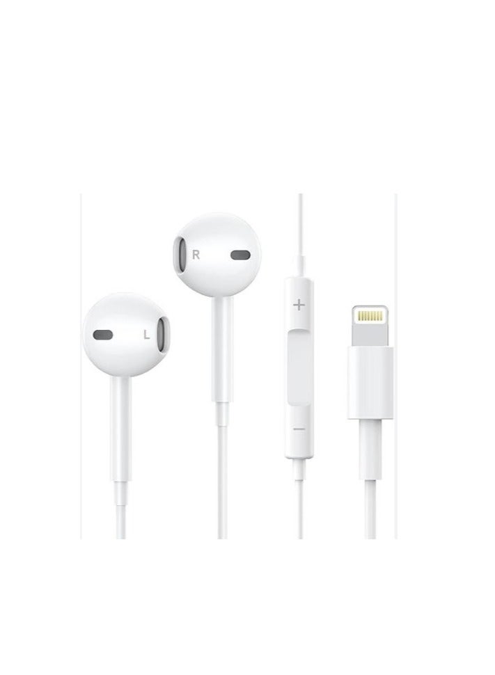 In-Ear Earbuds Compatible with iPhone, Lightning Connector, White, Wired Earphones with Volume Control and Microphone for iPhone 7, 7 Plus, 8, 8 Plus, 13, 12, 11 Pro Max, X, XS, XR - Image 1