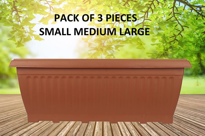 Halsey Rectangle Pots for Plants, Big Size Pots for Plants Large Size, Rectangular Plastic Pot, Ideal for Planters, Durable and Spacious Design(Pack of 3) (Large 26INCH with Trays) - Image 2