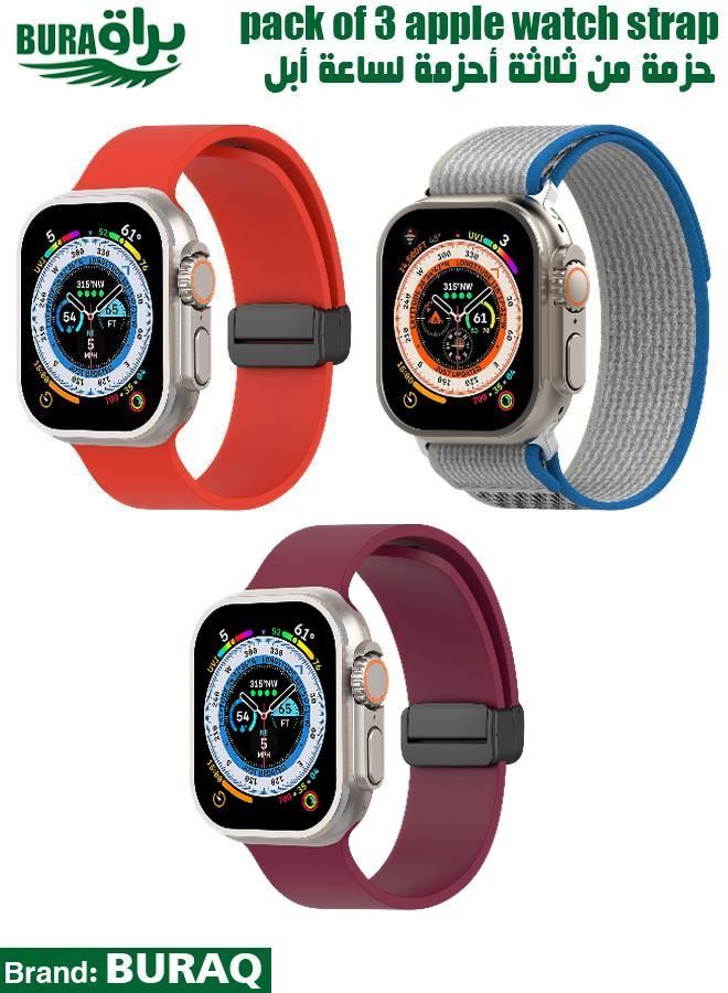 BURAQ Apple Watch Band Strap For Apple Watch Ultra 2/Ultra 49mm, Series 10 46mm, 9/8/7 45mm, SE2/SE/6/5/4 44mm, 3/2/1 42mm