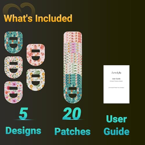 Amolyfe Omnipod 5 Adhesive Patches Waterproof Flower, 20 Pack Amolyfe Omnipod Overpatches with Stretchable Strap, Breathable Long-Lasting Medical Adhesive, Premium Hinged Tin (G.Flower) - Image 2