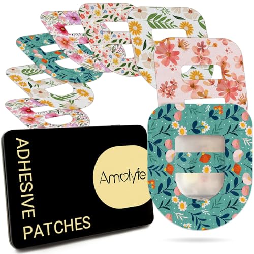 Amolyfe Omnipod 5 Adhesive Patches Waterproof Flower, 20 Pack Amolyfe Omnipod Overpatches with Stretchable Strap, Breathable Long-Lasting Medical Adhesive, Premium Hinged Tin (G.Flower) - Image 1