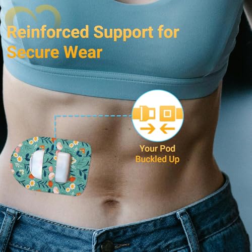 Amolyfe Omnipod 5 Adhesive Patches Waterproof Flower, 20 Pack Amolyfe Omnipod Overpatches with Stretchable Strap, Breathable Long-Lasting Medical Adhesive, Premium Hinged Tin (G.Flower) - Image 3
