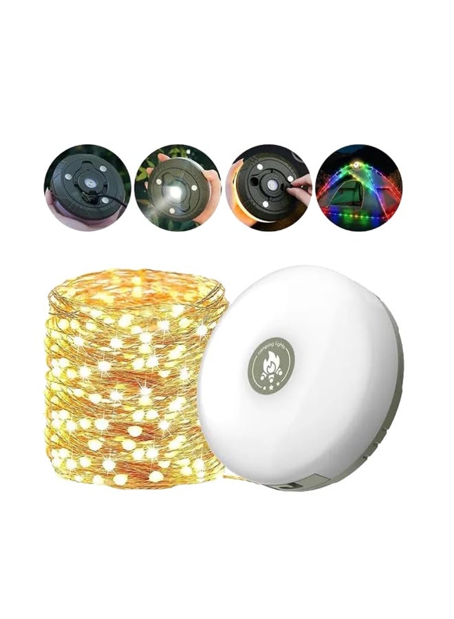 Portable Camping String Light  Lantern – 2-in-1 USB Rechargeable LED Tent Lamp with 32.8ft String Lights, 8 Lighting Modes, Waterproof, Outdoor Camping  Hiking Light - Image 1