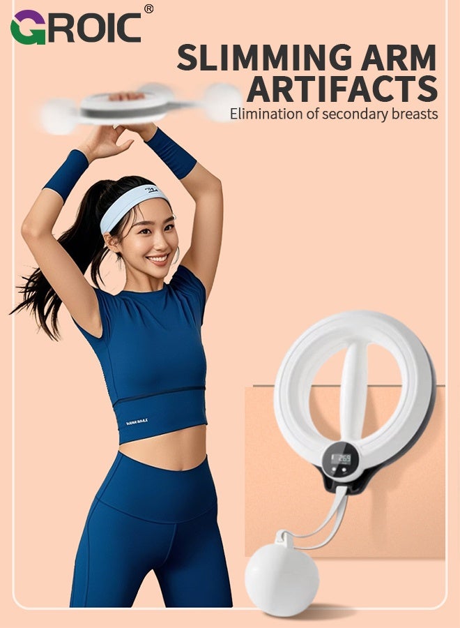 GROIC Weighted Arm Hoop with Counter Smart, Hand-cranked Hula Hoop, Portable Exercise Equipment with 3 Display Modes, 360 Degree Arm Ring, Arm Exerciser Lightweight Arm Trainer for Arm Training - Image 3
