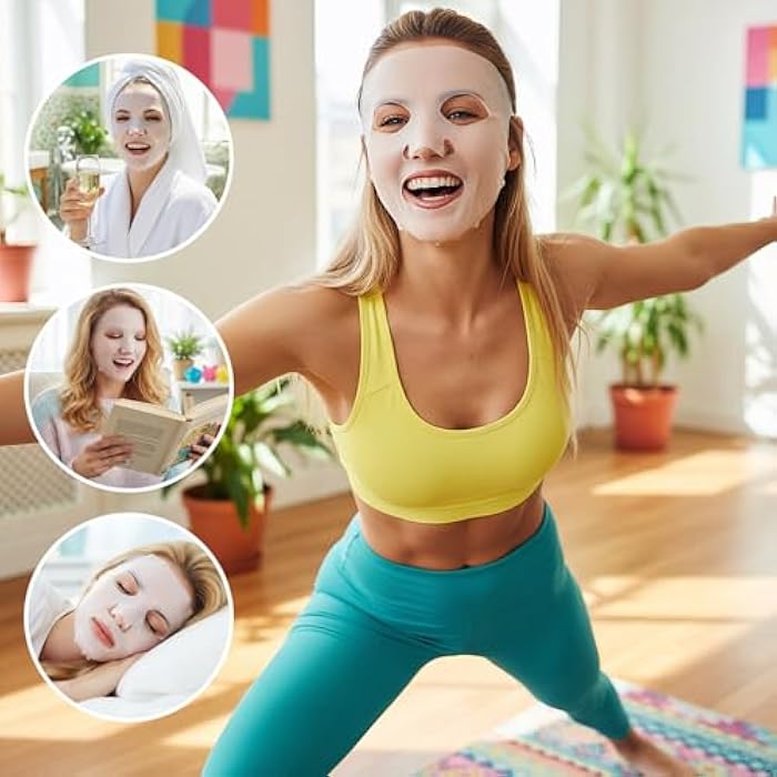 guduling 6 Pcs Reusable Face Mask Skin Care,Reusable Silicone Face Mask,Silicones Moisturizing Full Facial Masks Cover Skin Cover Wrap for Sheet Prevent Evaporation Hairdressing Beauty Spa Care Tool - Image 3