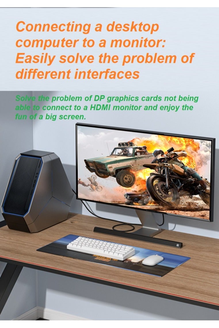 SHIXIN DP to HDMI 3 meter high-speed transmission adapter cables,Nylon braided design, HD 4K dual-screen expansion connection monitor transfer, TV DisplayPort to HDMI video cables - Image 2