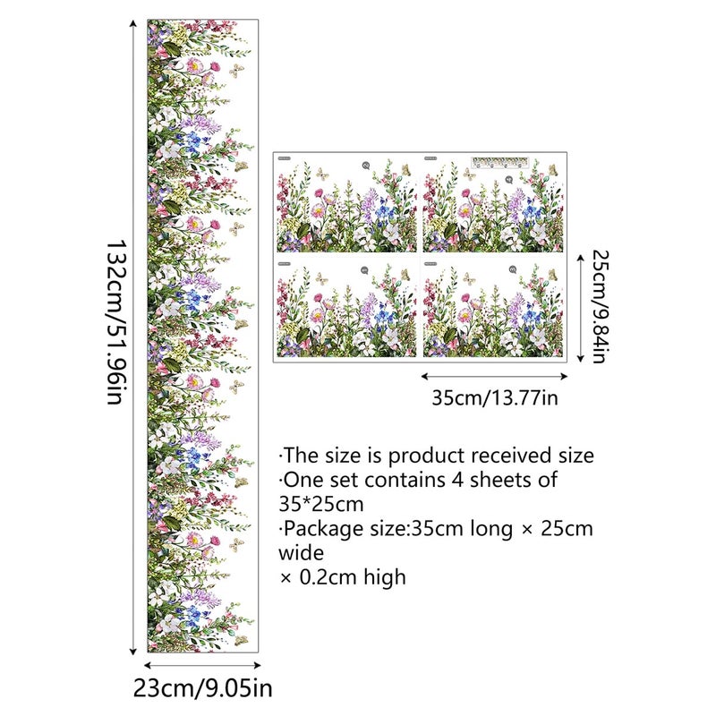 Incholl 4 Pieces Flowers Wall Decals Vinyl Flowers Wall Stickers Removable Floral Murals Peel and Stick Colorful Flower Decor for Girls Bedroom Living Room Nursery (Vibrant) - Image 5