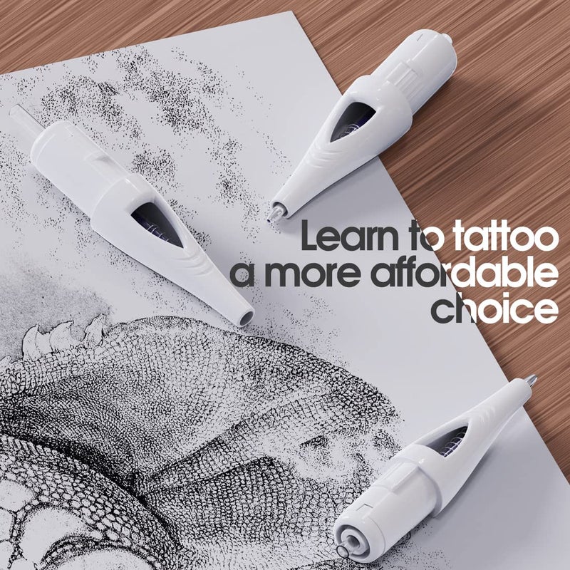 Dragonhawk Practice Tattoo Cartridges Needles with Ballpoint for Dotwork Drawing & Practice on Papers Black Color - Image 2