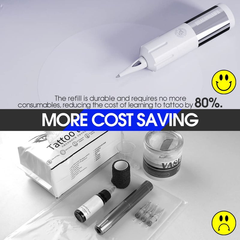 Dragonhawk Practice Tattoo Cartridges Needles with Ballpoint for Dotwork Drawing & Practice on Papers Black Color - Image 4