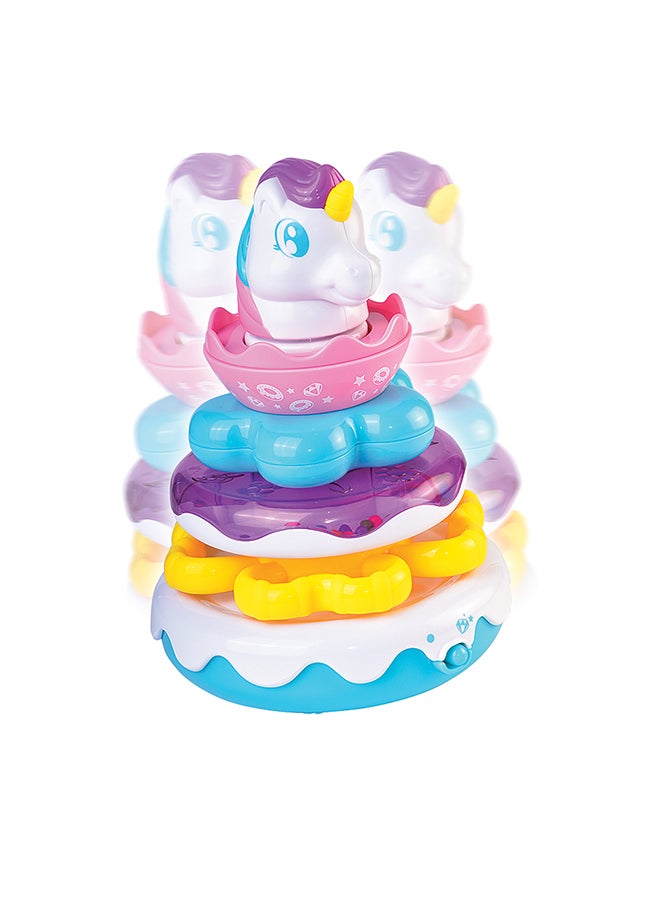 Happy Kids Little Learners Magical Unicorn Stacking Rings - Electronic Rings, Wobbly Base, Sing Along, 12M+  - Image 3