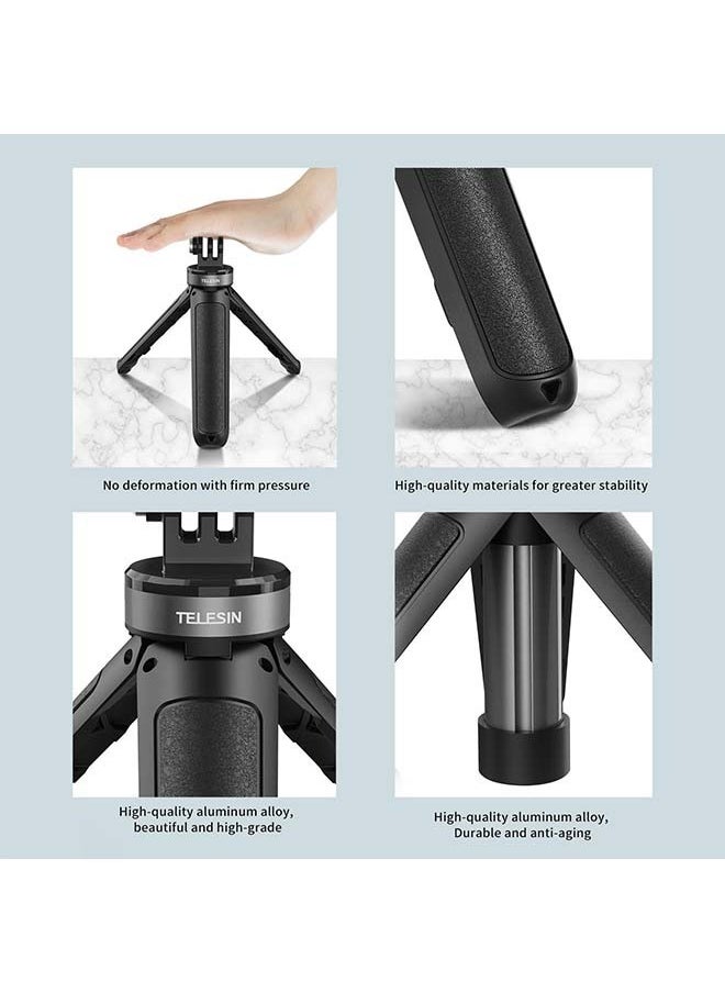 TELESIN - TELESIN Mini Tripod Selfie Stick Pole, Extendable Portable Camera Tripod Stand for GoPro Max Hero 12 11 10 9 8 7 6 5 Insta360 X2 X3 Go2 Go3 DJI Action 3 4 Accessories - Image 1