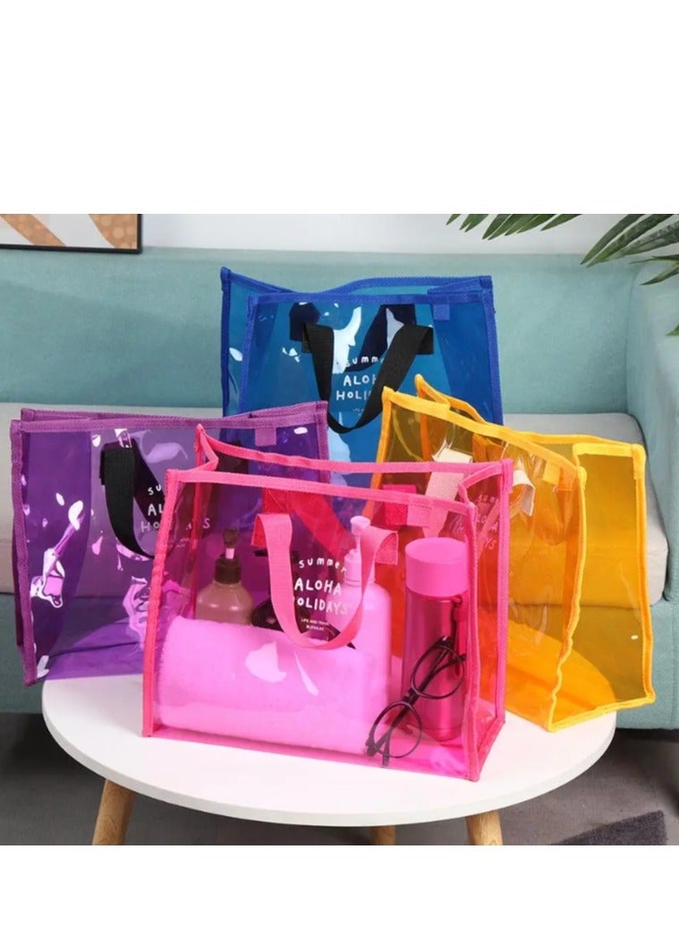 إسكدنيا حقيبة جيلي محمولة شفافة مقاومة للماء، حقيبة يد صيفية ذات سعة كبيرة، حقيبة تسوق للشاطئ، حقيبة كتف - Image 4