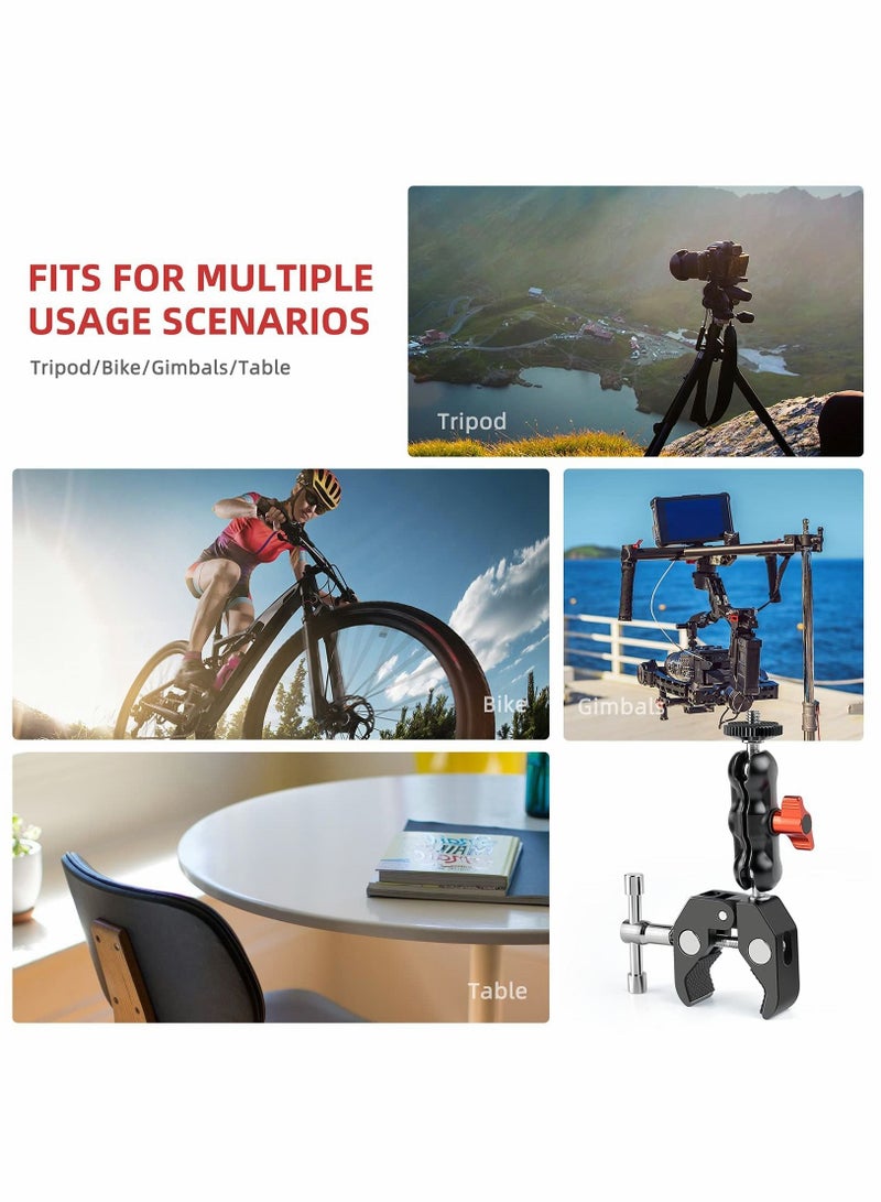 SYOSI Camera Clamp Mount 3/8" thread and 1/4" Screw with 360° Ballhead Magic Arm for DSLR Camera, LED - Image 5