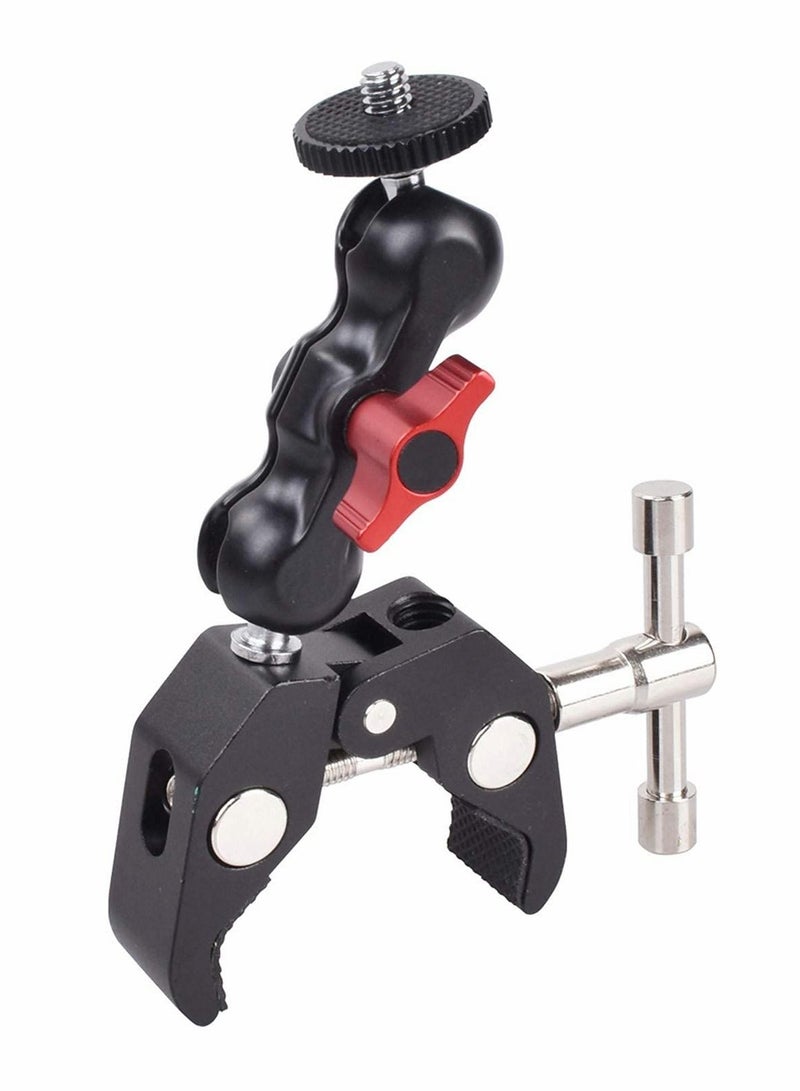 SYOSI Camera Clamp Mount 3/8" thread and 1/4" Screw with 360° Ballhead Magic Arm for DSLR Camera, LED - Image 1