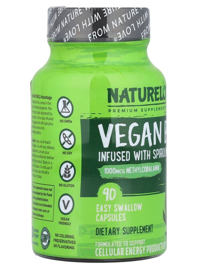 Vegan B12 Infused with Spirulina 90 Easy Swallow Capsules