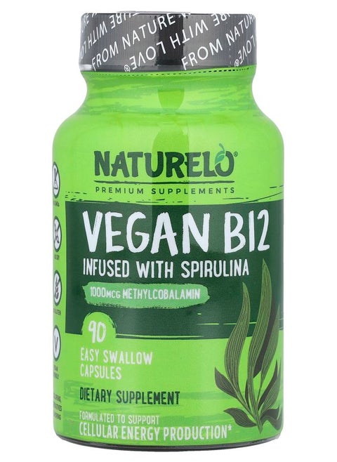 Vegan B12 Infused with Spirulina 90 Easy Swallow Capsules