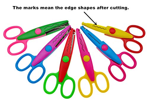 Kinteshun Lacework Wavy Paper Edger Scissors Pinking Shears Set for Handcraft Works(6pcs,Different Cutting Effects) - Image 2