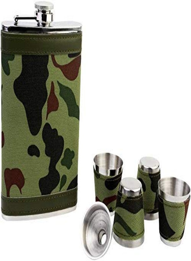 Hetkrishi Stainless Steel 9 Oz / 266 ml Hip Flask Gift Set+4 Shot Glasses+1 Funnel,Portable Alcoholic Beverage Holder (Military Army Camo) - Image 4