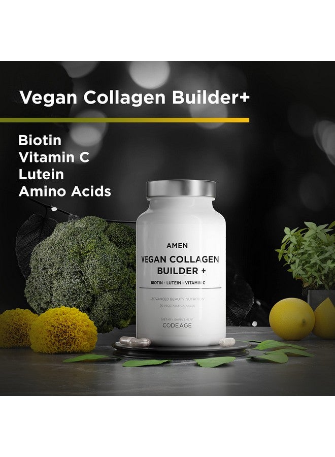 Amen Plantbased Vegan Collagen Builder Supplement Organic Whole Foods Lutein Vitamin C Biotin Lysine Proline Collagen Boosters Organic Cranberry Lemon Strawberry Once A Day 30 Capsules - Image 4
