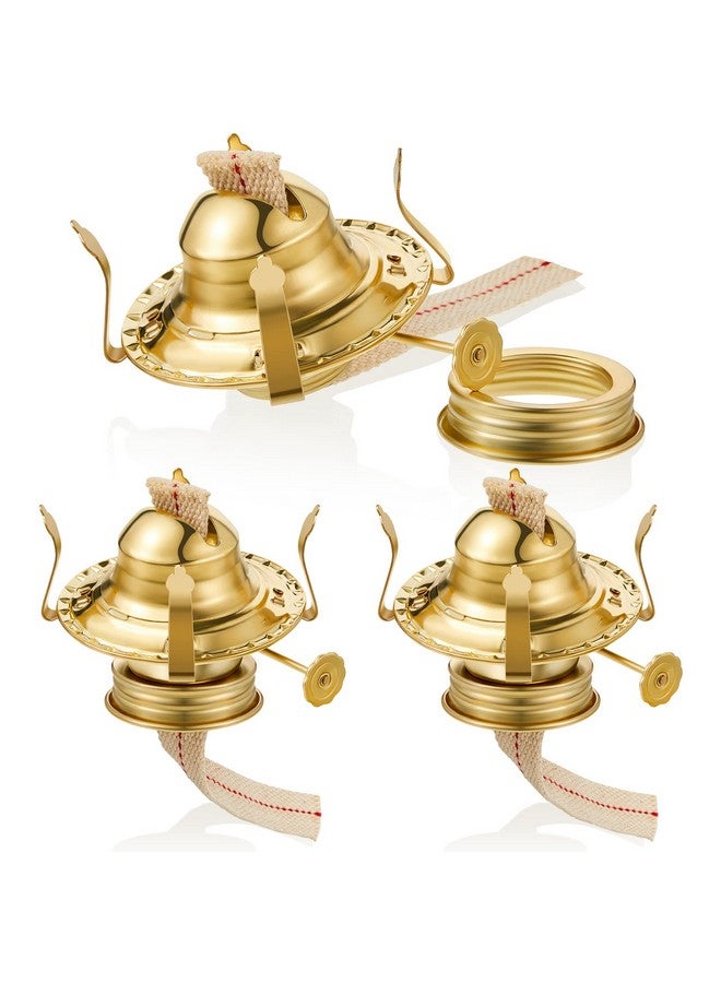 Hortsun 3 Pieces Oil Lamp Parts Burner Kerosene Oil Lamp Burner Brass Plated #2 Oil Lamp Chimney Holder Oil Lamp Replacement Burner with 1 3/16 Diameter Threaded Base for Antique Hurricane Lamps - Image 1