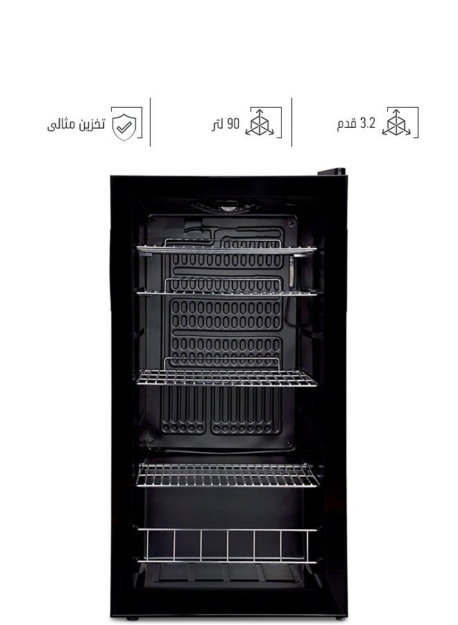 Glass Door Display Refrigerator 90 L - Black - D190SC-1 - Image 1
