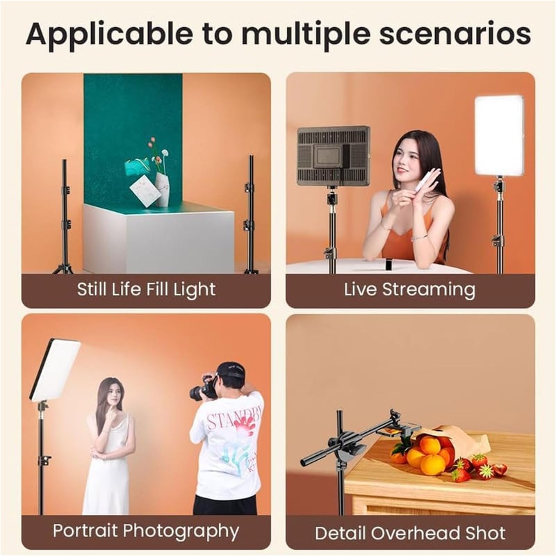 LED Video Soft Light Panel, for Studio Photography | Video Recording | Conference | YouTube,2700K-5700K CRI95+ | with Remote Control (Camera Light with 7Ft Stand) - Image 1