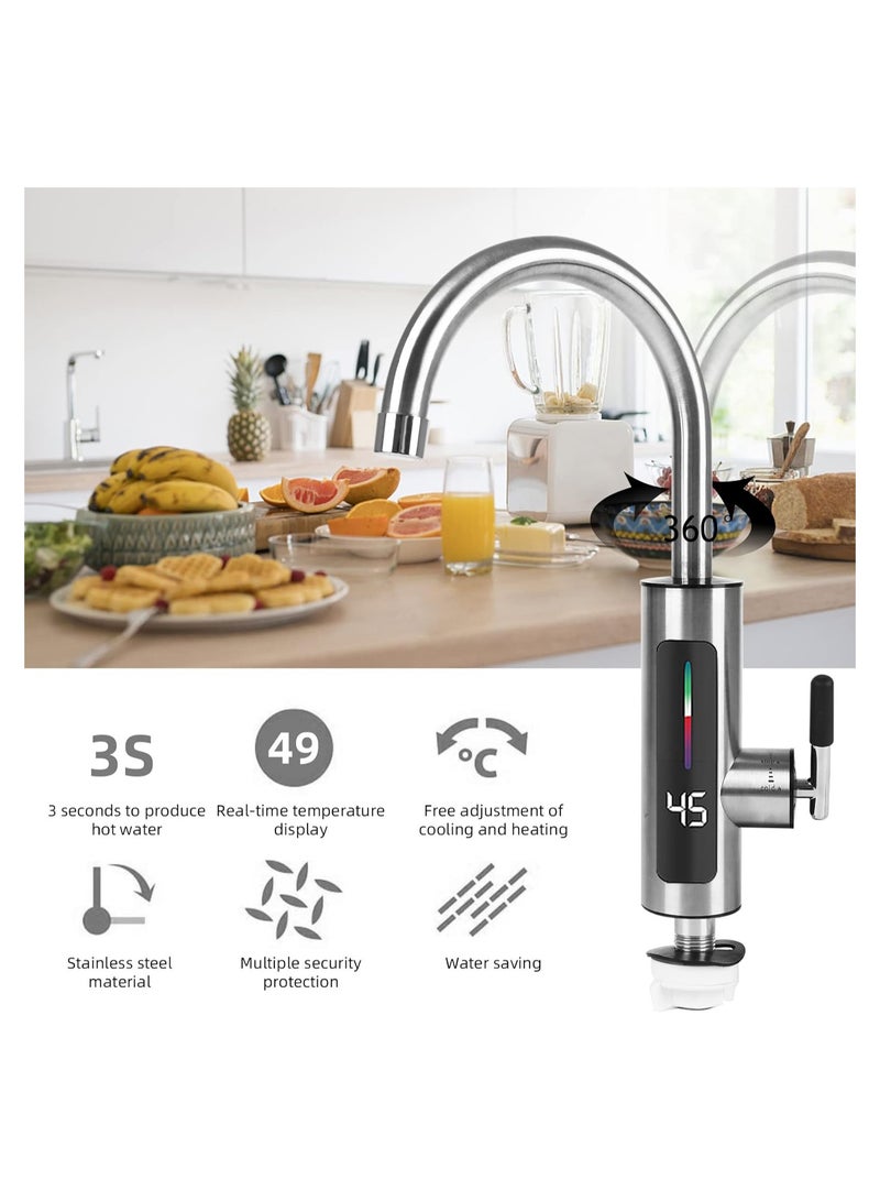 Excefore Instant Hot Water Tap, Electric Heating Tap, Instant Water Heating Electric Tap with Led Digital Display, Instant Heater Hot Water Faucet for Kitchen - Image 3