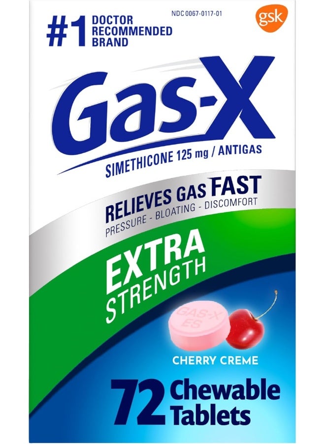 Gas-X Extra Strength Chewable Cherry Tablet for Fast Gas Relief, 72 Count - Image 1