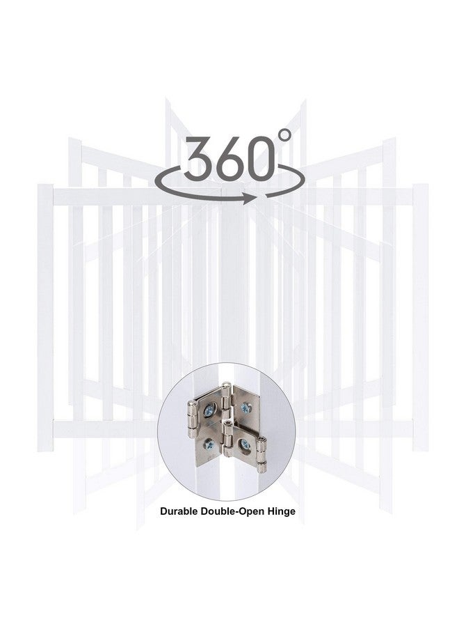 LZRS 2-Panel Wooden Free Standing Foldable Dog Gate Indoor - Solid Hardwood 24" High, Step-Over Safety Pet Gate for Doorways, Stairs & Small Spaces - Indoor Use, White - Image 5