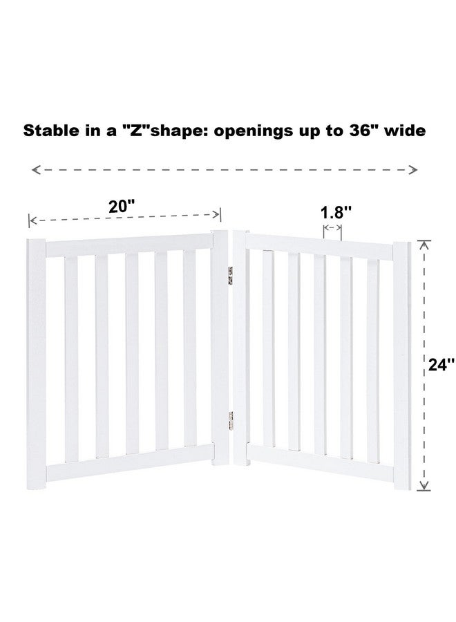 LZRS 2-Panel Wooden Free Standing Foldable Dog Gate Indoor - Solid Hardwood 24" High, Step-Over Safety Pet Gate for Doorways, Stairs & Small Spaces - Indoor Use, White - Image 3