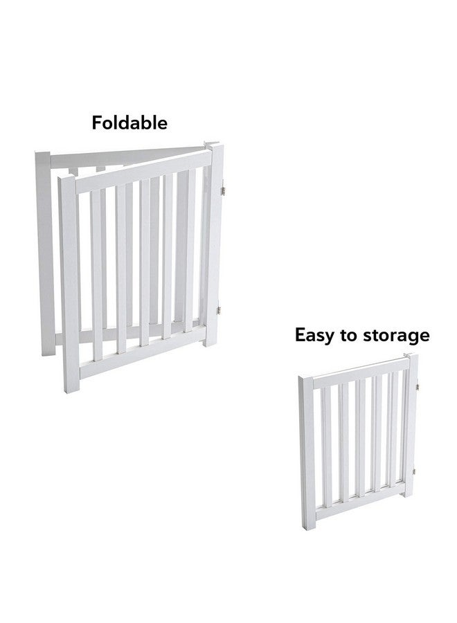 LZRS 2-Panel Wooden Free Standing Foldable Dog Gate Indoor - Solid Hardwood 24" High, Step-Over Safety Pet Gate for Doorways, Stairs & Small Spaces - Indoor Use, White - Image 4