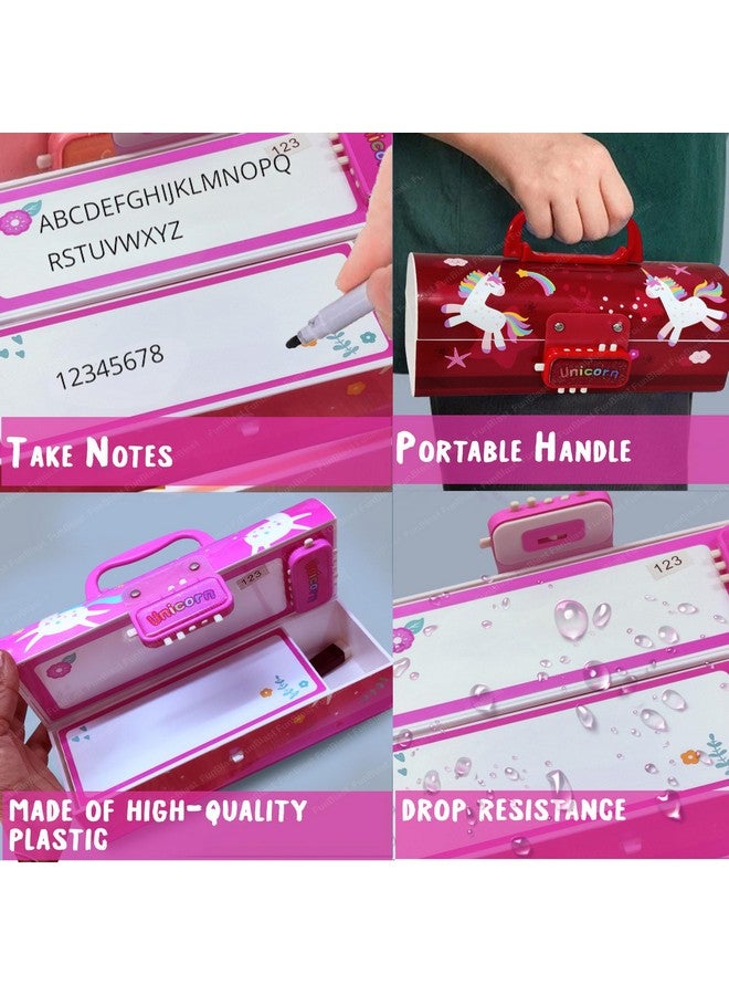 فنبلاست علبة أقلام وأقلام رصاص من فن بلاست للأطفال على شكل حقيبة سفر مع قفل بكلمة مرور للأولاد والبنات، علبة أقلام رصاص يونيكورن 10 في 1 ألوان قلم حبر جاف، قرطاسية كاواي (لون عشوائي-أ، بولي بروبيلين، متعدد الألوان) - Image 3