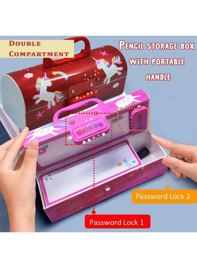 فنبلاست علبة أقلام وأقلام رصاص من فن بلاست للأطفال على شكل حقيبة سفر مع قفل بكلمة مرور للأولاد والبنات، علبة أقلام رصاص يونيكورن 10 في 1 ألوان قلم حبر جاف، قرطاسية كاواي (لون عشوائي-أ، بولي بروبيلين، متعدد الألوان) - Image 5