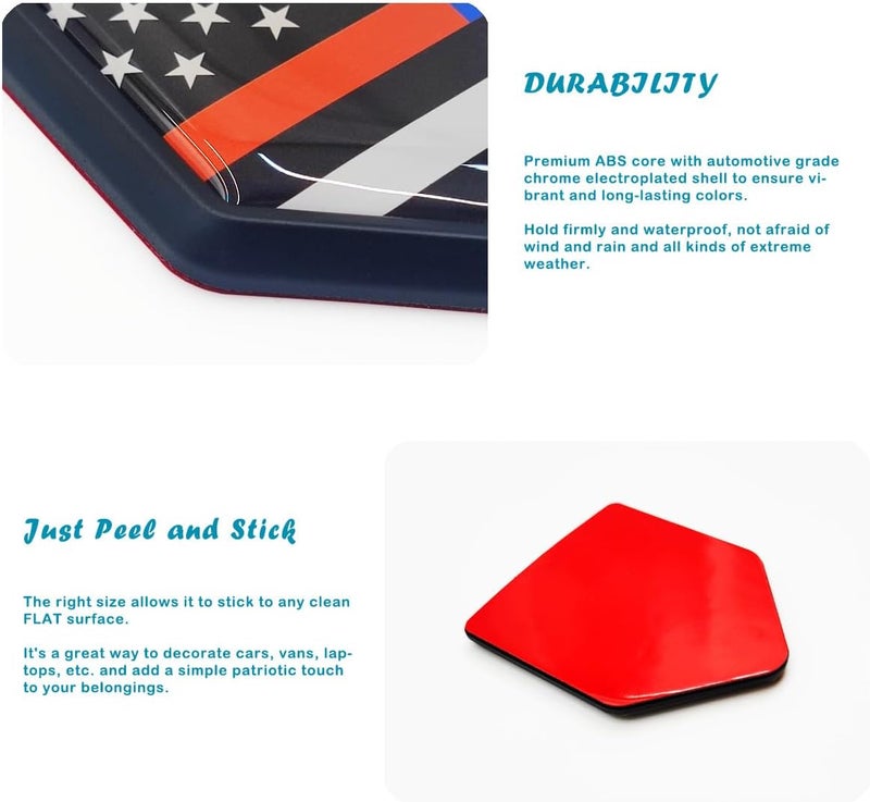 Overdecor Thin Blue and Red Line American Flag Decal Stickers Car Emblem USA Police Firefighter Car Accessories Decorations Shield Flag Sticker Decals for Cars Truck Vehicles, 2 Pack - Image 3