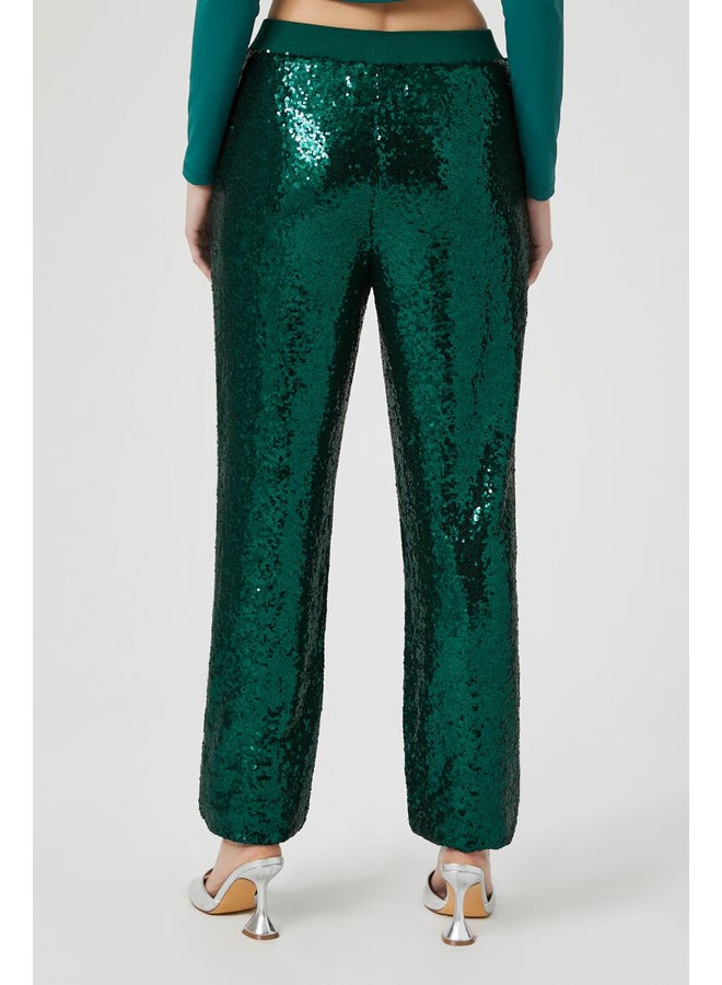 Sequin Mid-Rise Ankle Joggers