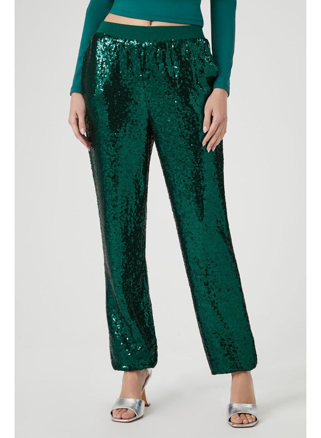 Sequin Mid-Rise Ankle Joggers