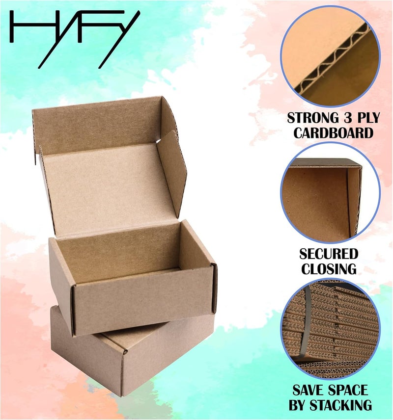 هاي فاي [25 قطعة] صندوق شحن صغير من الورق المقوى المموج مقاس 14 × 11 × 6 سم للبريد والتغليف والتجارة الإلكترونية والنقل - Image 2