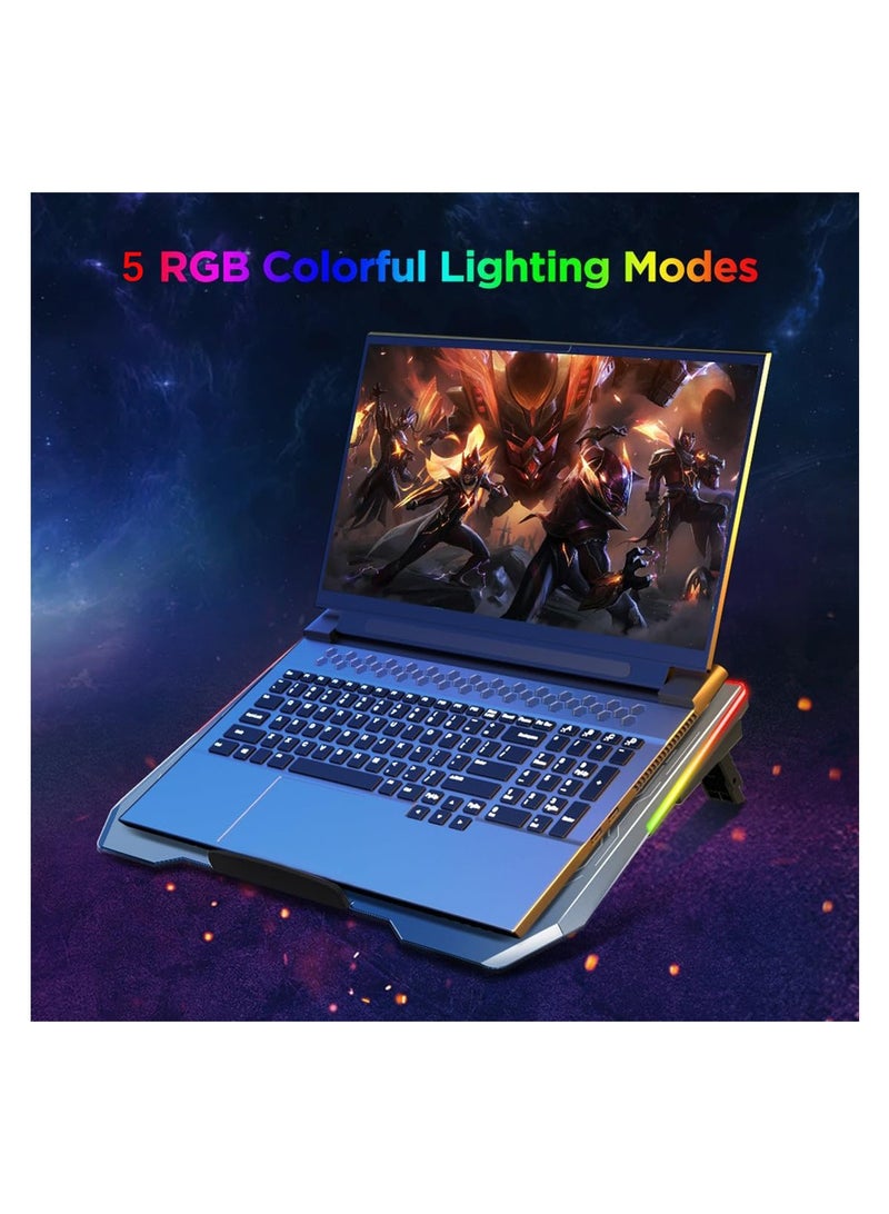 SYOSI Laptop Cooling Pad, Aluminum-Alloy Gaming Cooler, RGB Light, Notebook Stand, Lightweight with Adjustable Height, 1 USB Ports & 1 Type-C, Fan Speed Control  - Image 5