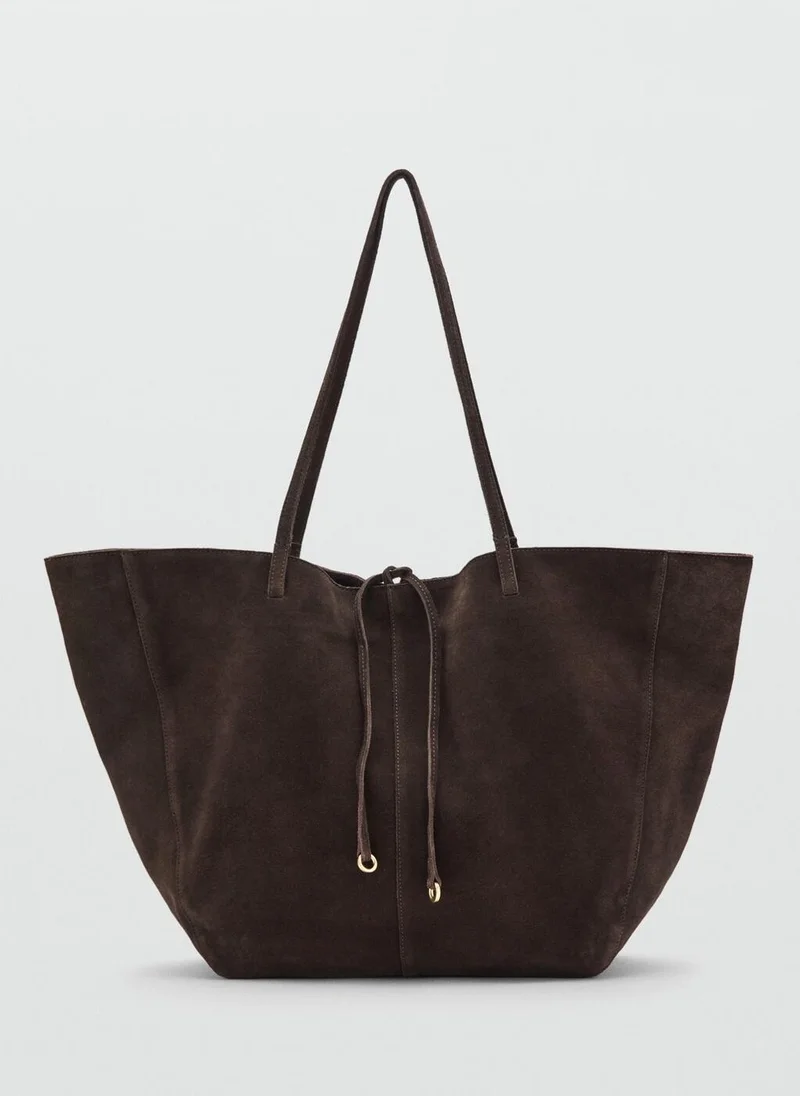 MANGO Suede shopper bag with bow closure