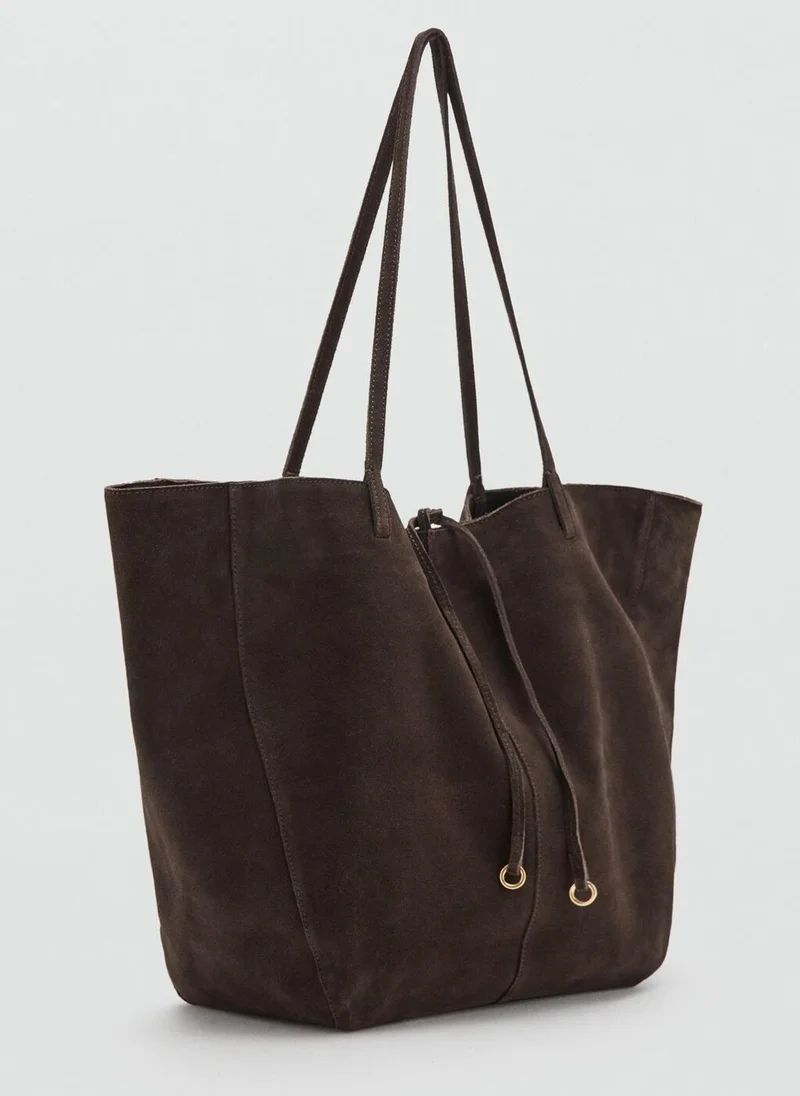 MANGO Suede shopper bag with bow closure