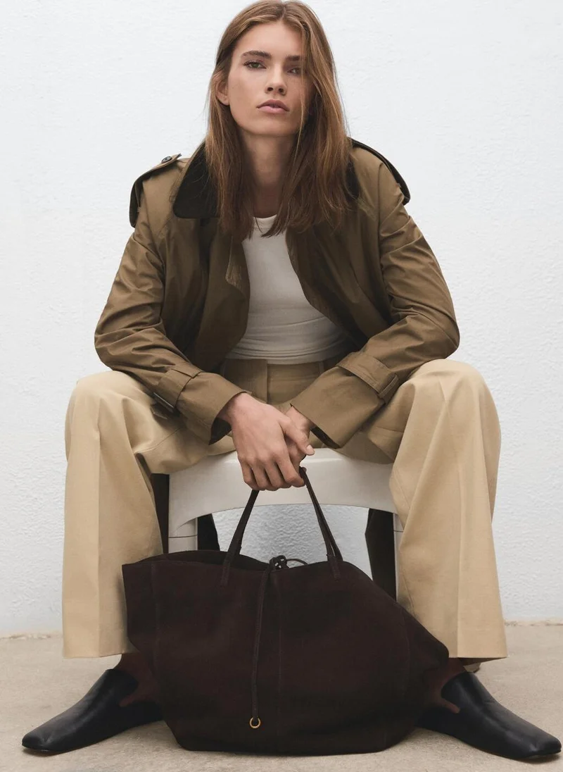 MANGO Suede shopper bag with bow closure