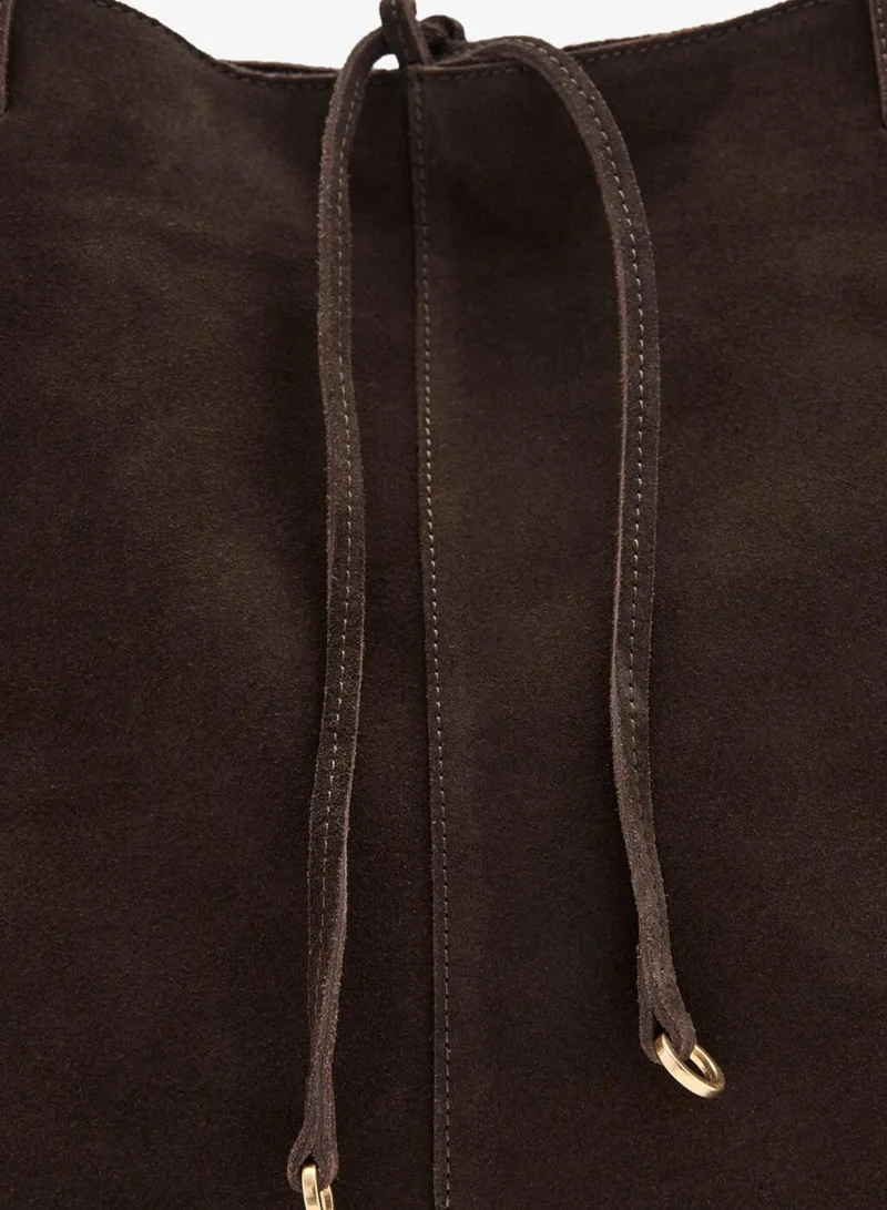 MANGO Suede shopper bag with bow closure